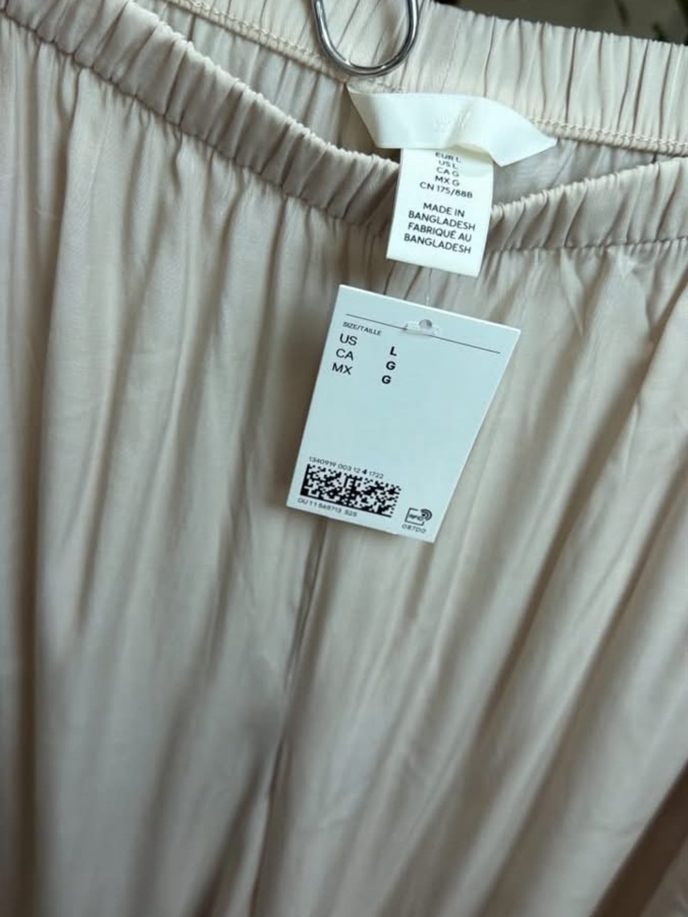 H&M Cream Satin Track Pants with Drawstring Waist - Picture 2 of 3